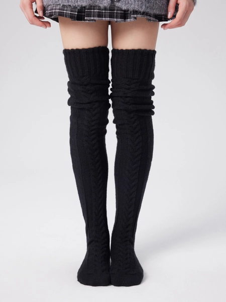 Mohair THICK MOHAIR KNITTED OVER THE KNEE SOCKS For School Daily Casual Coffee Shop Work