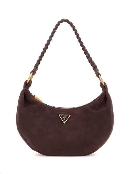 Guess Amita Suede Hobo Shoulder Brown Bag