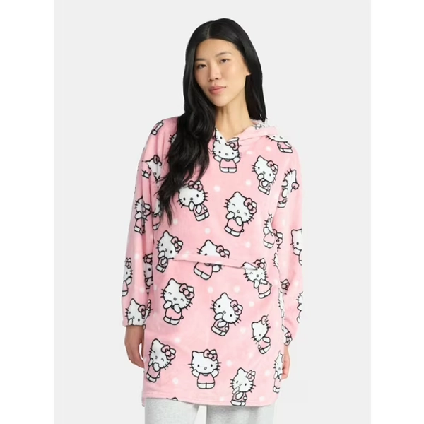Hello Kitty Plush Hooded Lounger, Women's and Women's Plus