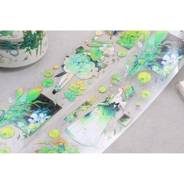 Forest Fairy Washi Pet Tape | Greenchy Leaf Flower Floral Tape, M04 Wt-13 Wt-1