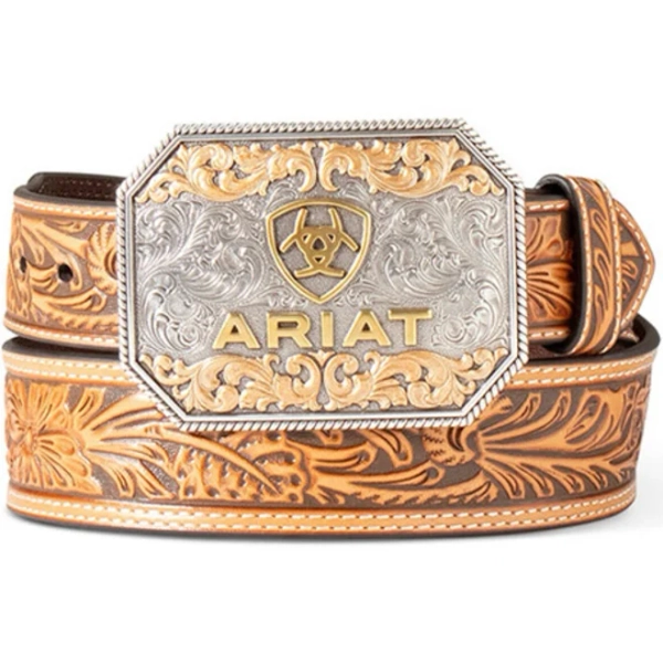Ariat Men's Floral Embossed Buckle Belt
