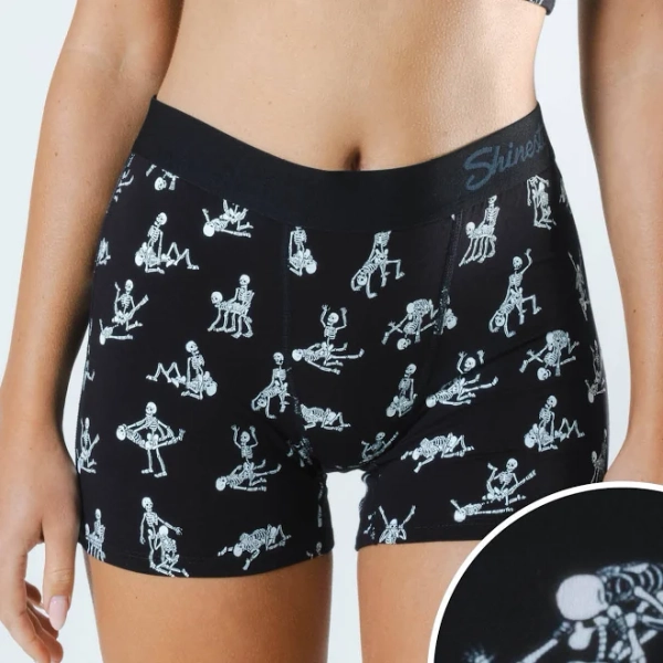Shinesty Women's Glow in the Dark Skeletons Boxers