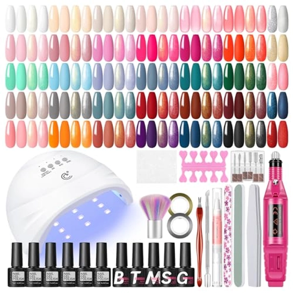 COSCELIA 53pcs Gel Nail Polish Kit with U V light and Drill Starter Kit 35 Colors Gel Nail Polish with 5pcs Top Base Coat Nail Art Professional Gel Manicure Kit Christmas Gifts for Women Teens Girls