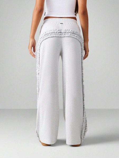 Missguided x Playboy Wide Leg Joggers With Ruffle Side Detail