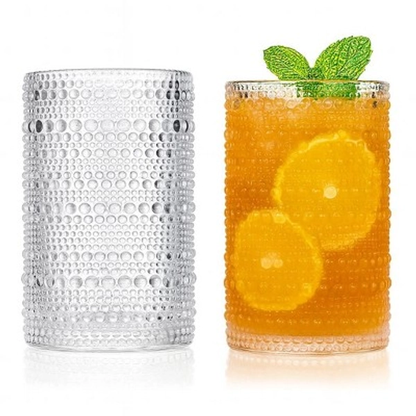 LEMONSODA Vintage Clear Hobnail Highball Glasses 2 Piece Set - 15oz