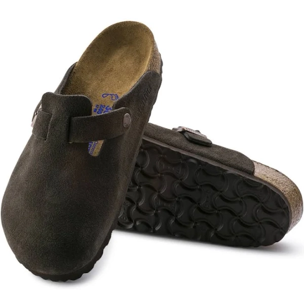 BIRKENSTOCK Boston Soft Footbed Suede Leather Mocha Clogs