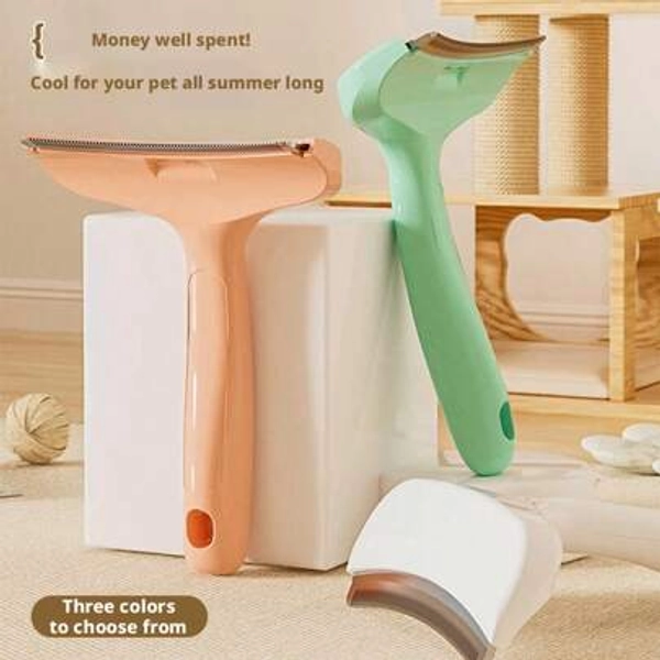 Pet Cat Hair Removal Brush, Minimalist Macaron Color Pet Grooming Comb Curved Blade Pet Cat Grooming Brush - Size Green