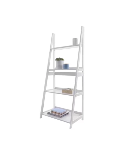 4 Tier Ladder Shelf White - White - One Size