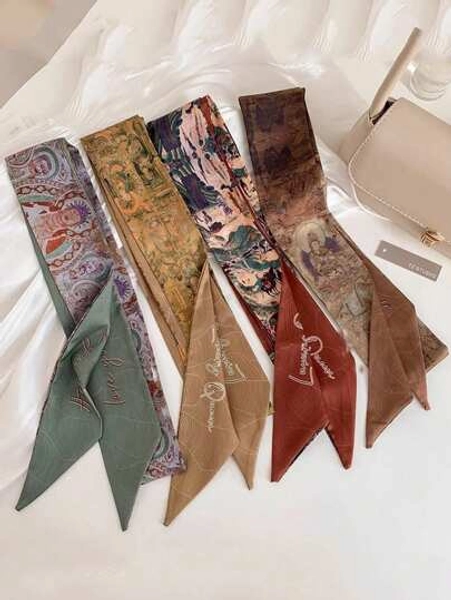 4pcs Women's New Chinese Style Retro Print Scarf Headband, Casual Elegant Daily Wear, Dating, Travel, Versatile Gift Hair Band Turban Headband Sweatband, Hairband Fall Winter Hair Accessories For Women For Vacation Outfits Woman Women Bandanas Soft Headwrap
