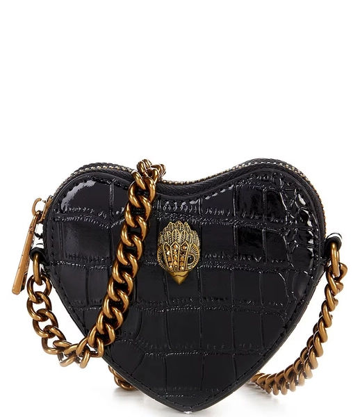 Kurt Geiger London Micro Heart Crocodile Embossed Chain Crossbody Bag