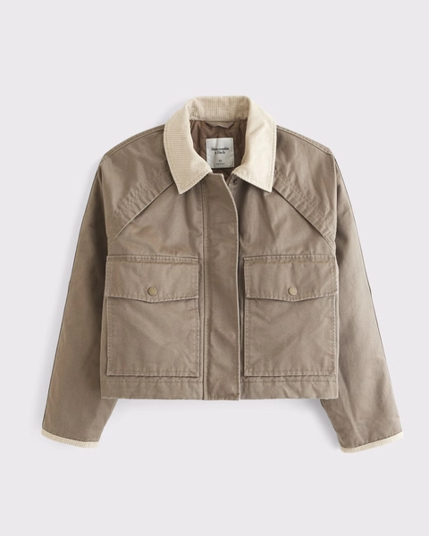Short Waxed Chore Jacket BLACK