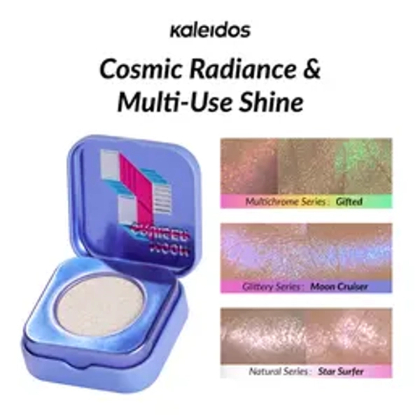 Kaleidos The Space Age Highlighter | Color-Shifting, Natural Glow, Multichrome, Translucent, Rave Makeup, Festival Makeup, Cosmetic Gift, Holographic Makeup, Ethereal Makeup, Duochrome, Glassy Skin