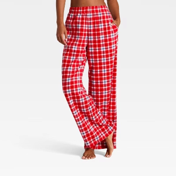 Women's Microfleece Pajama Pants - Wild Fable™ Red Plaid XXL
