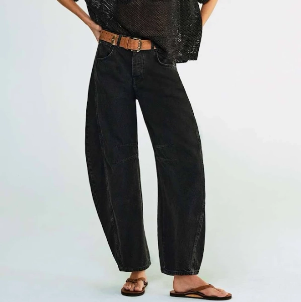 Free People Women's Good Luck Mid-Rise Barrel Jeans