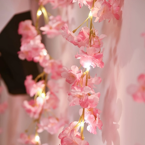 30LED Cherry Blossom Fairy Lights - Battery Operated for Bedroom, Party, Wedding, and All Season Decoration - Warm White