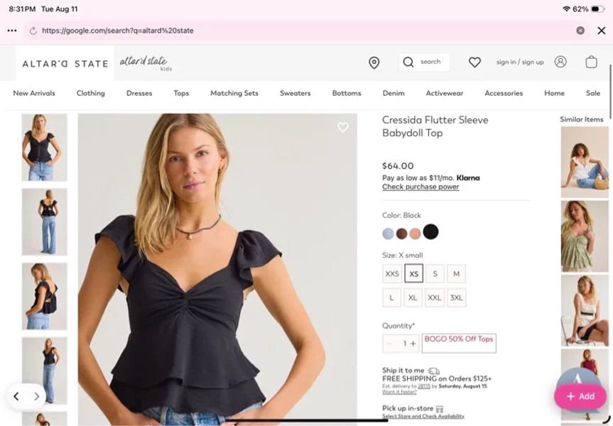 Loretta Twist Front Babydoll Top