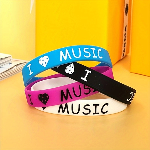 Siliconen Polsband "Ik Hou van Muziek" - Punkstijl Armband voor Feesten & Festivals, 1st, Band Festival, Siliconen Polsband