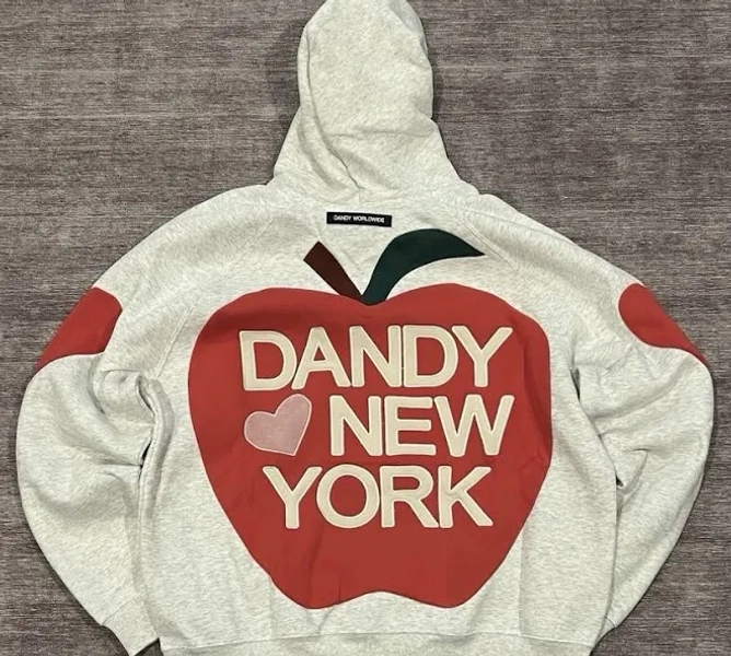 Dandy Worldwide "big Apple" Oversized Lux Hoodie Heather Gray Nyc