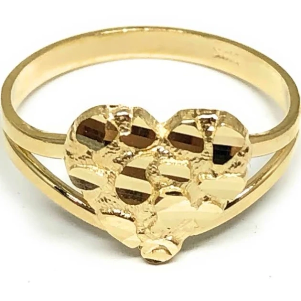 14K Solid Gold FC 258 Classic Nugget Heart Ring