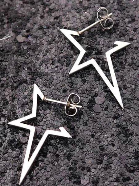 1pc Star Design Hoop Earrings, Stainless Steel Jewelry