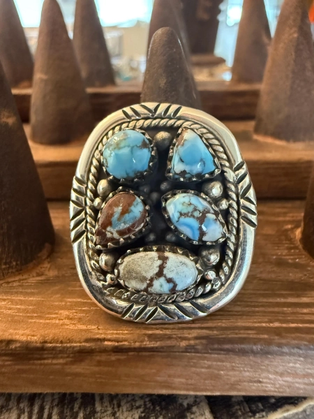 Golden Hills Turquoise 5-Stone & Sterling Silver Ring - Size Adjustable