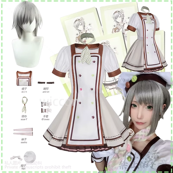 Hinomori Shiho Cosplay Project SEKAI Anime Game Uniform And Hat Halloween Party Stage Short Scruffy Gray Hair Costume Customized - AliExpress 