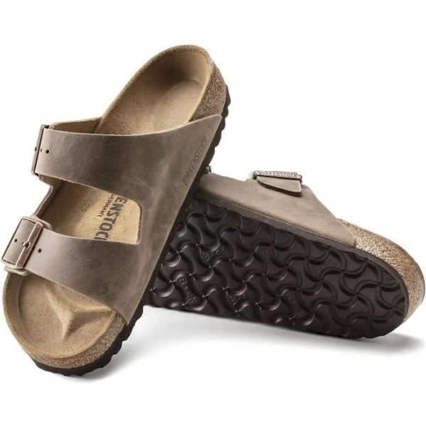BIRKENSTOCK Arizona Oiled Leather Tobacco Brown Two-Strap Sandals