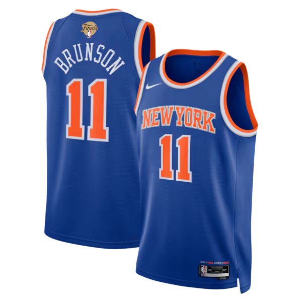 Unisex New York Knicks Jalen Brunson Nike Blue 2026 NBA Finals Patch Swingman Jersey - Icon Edition