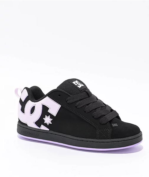 DC Court Graffik Black & Lilac Skate Shoes