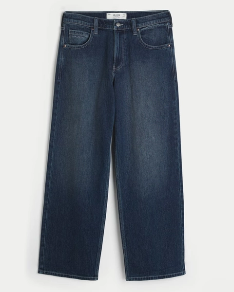 Low-Rise Back Pocket Graphic Baggy Jeans