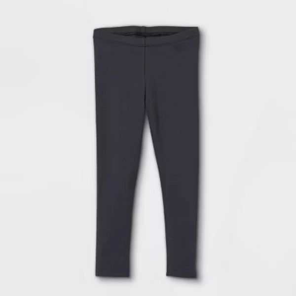 Toddler Girls' Solid Leggings - Cat & Jack™ Dark Charcoal 3T: Midweight Cotton-Spandex, Ankle Length