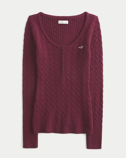 Cable-Knit Icon Henley Sweater