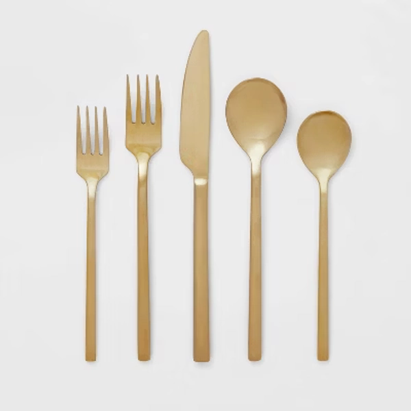 20pc Ashby Flatware Set Champagne - Threshold™: Stainless Steel Silverware, Service for 4, Dishwasher-Safe
