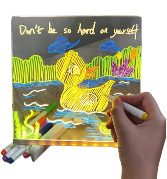 Personalized LED Lamp Acrylic Message Board Lamp Note Board Children‘s Drawing Erasable Bedroom