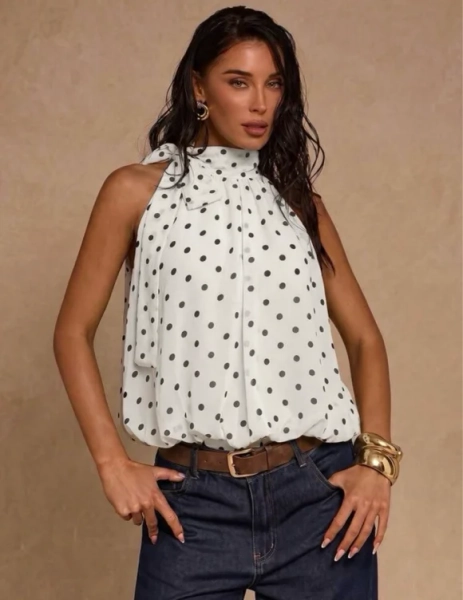 High Neck Pleated 