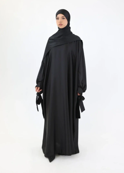 Abaya Noura Satin Black - Ina Collection