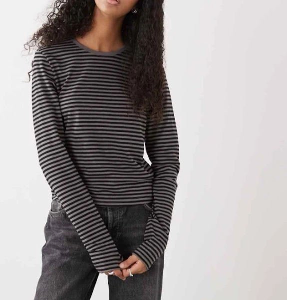 Weekday Fitted Striped Long Sleeve T-shirt