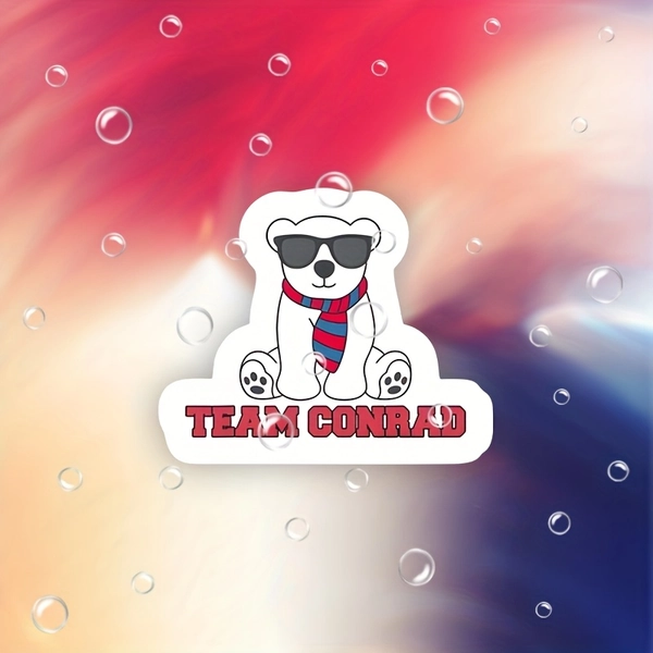 Team The Summer I Turned Pretty & Team Conraid Mini Bear Vinyl Car Decals - Cute White Bear with Red Fashion Glasses & Paw Prints, Durable Weather-Resistant Stickers for, Trucks, SUVs, Bumpers, Windows - Brand Logo Promotion Accessory