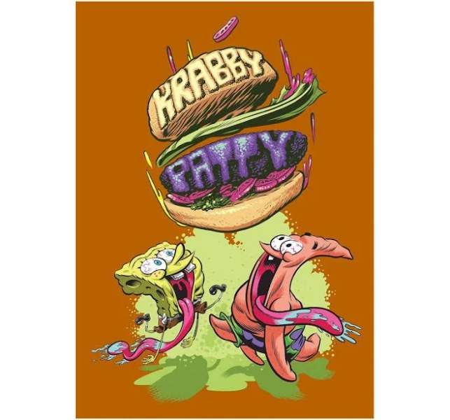 Displate Metal Poster "Krabby Patty" by SpongeBob SquarePants - Krusty Pants - Magnetic Poster - Gift Idea - Official SpongeBob SquarePants Merch
