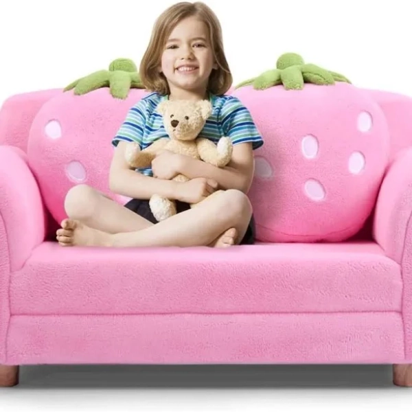 Toddler Couch with Strawberry Pillows