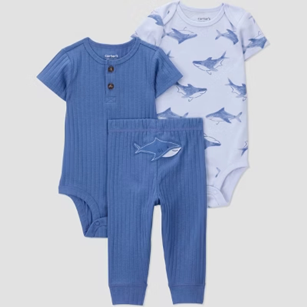 Carter's Just One You® Baby Boys' 3pc Shark Bodysuits and Jogger Pants Set - Blue 18M