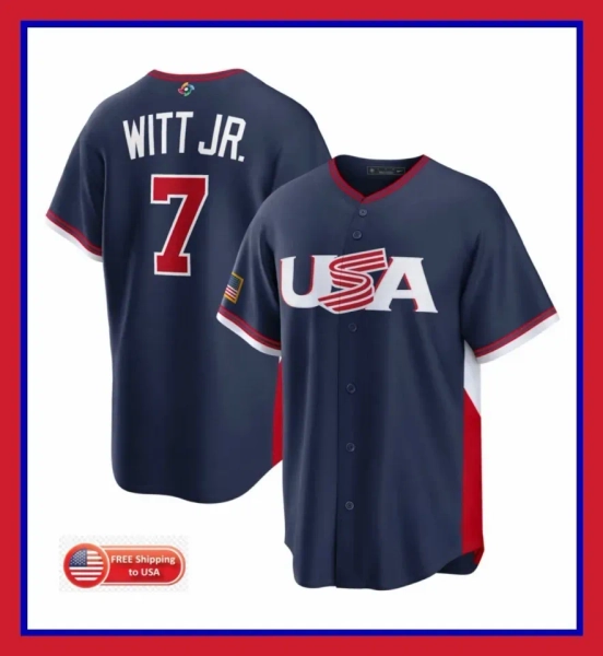 Men's World Baseball Classic 2026 USA Navy Bobby Witt Jr Stadium Jersey ✅✅ Men's XS sold by Quick Gilbertina | SKU 2510457093 | Printerval