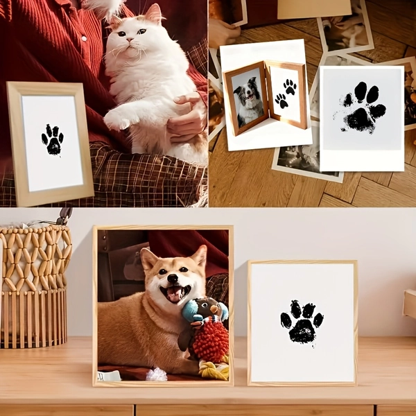 4-Pack Pet Paw Print Kits, Dog & Cat Paw Impressions, Non-Contact Pet Paw Prints, 2 Boxes with 2 Sheets Each, Plastic, Keepsake for Pet Owners