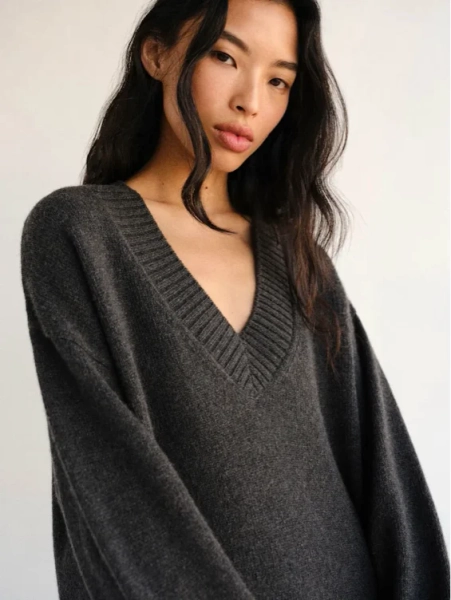 Jadey Cashmere Oversized V-neck Sweater