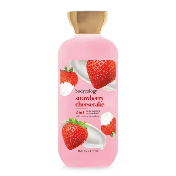 Bodycology 2-in-1 Body Wash & Bubble Bath, Strawberry Cheesecake, 16 fl oz