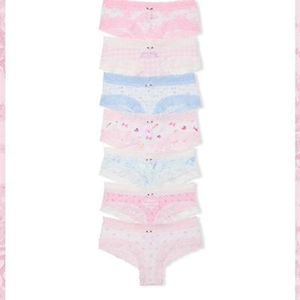 VS: Women's PINK PINK X LoveShackFancy Love Notes 7-Pack Cheeky Panties
