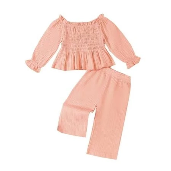 fanshangmao Newborn Baby Girl Clothes Baby Clothes Under $5.00 Fashion Girls Casual Solid Color Long Sleeve Tops Straight Leg Pants Set, Infant Unisex