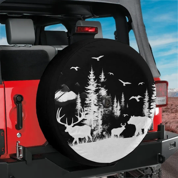 Deer Bear Animal in Forest Spare Tire Cover – Wildlife Nature Theme Tire Cover for Outdoor Lovers and Stylish Vehicle Protection - Etsy