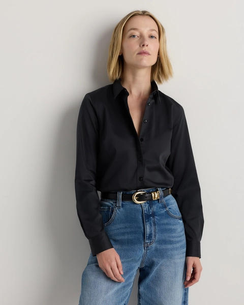 Organic Stretch Cotton Tailored Shirt in Classic White