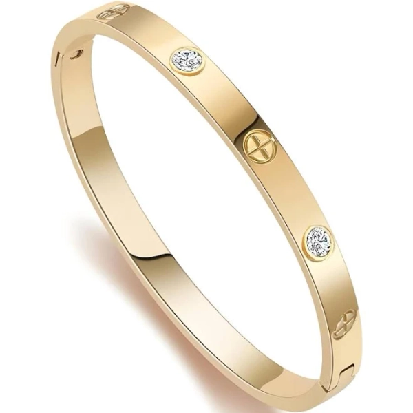 Women's 14K Gold Plated Friendship Love Bangle Bracelet